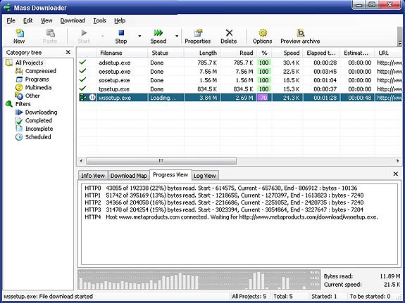 Mass Downloader, Internet Download Manager Software Screenshot