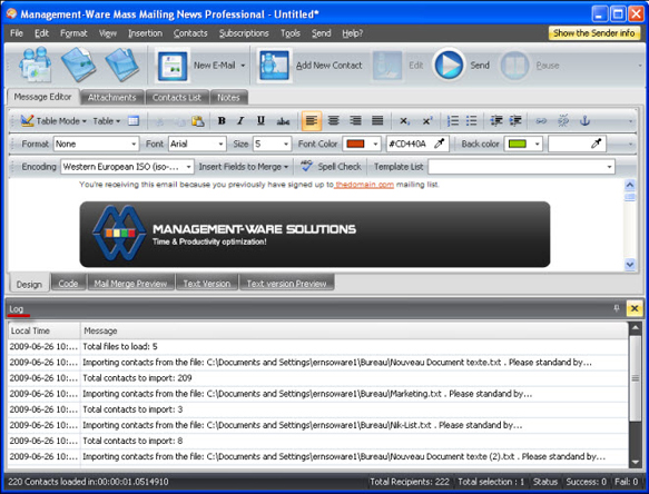 Mass Mailing News Pro, Internet Software Screenshot