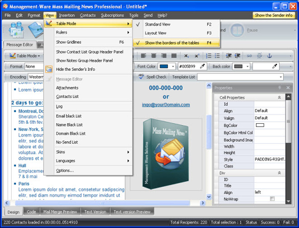 Internet Software, Bulk Mailer Software Screenshot