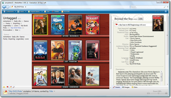 MediaMan, Cataloging Software Screenshot