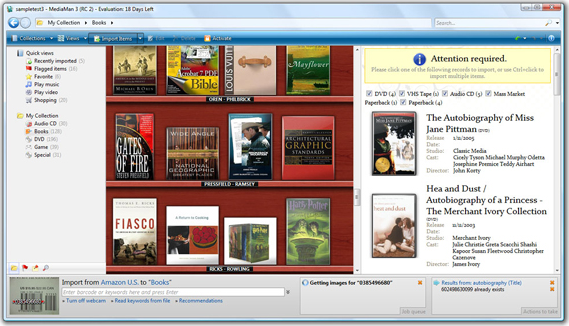 Cataloging Software, MediaMan Screenshot