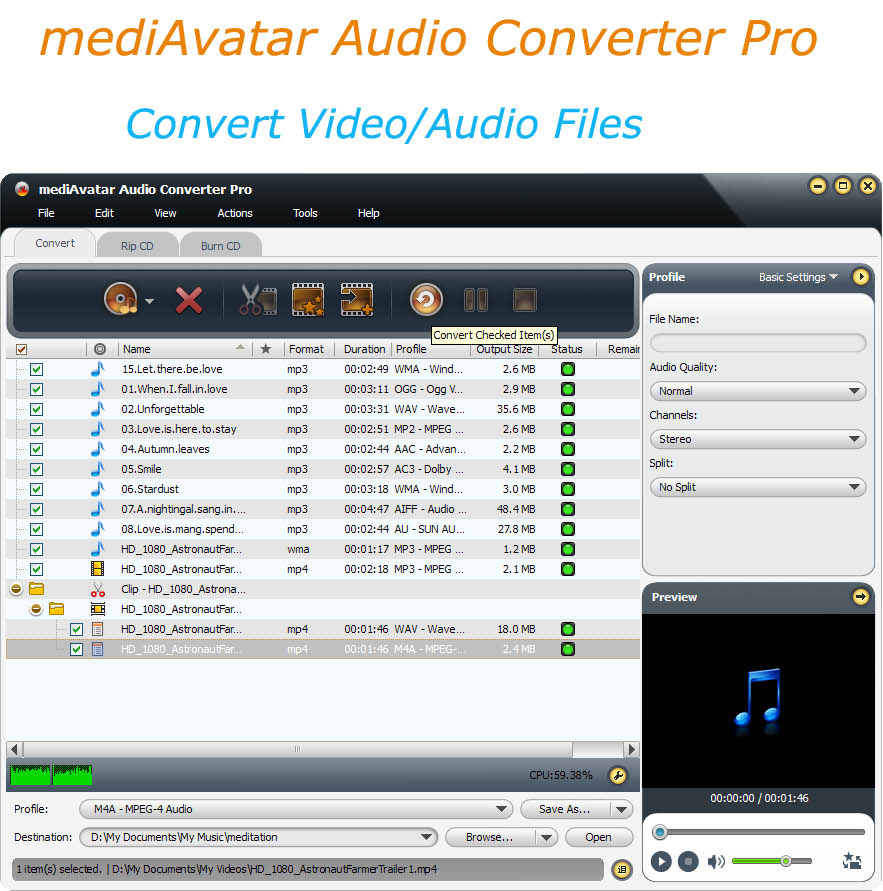 mediAvatar Audio Converter Pro Screenshot