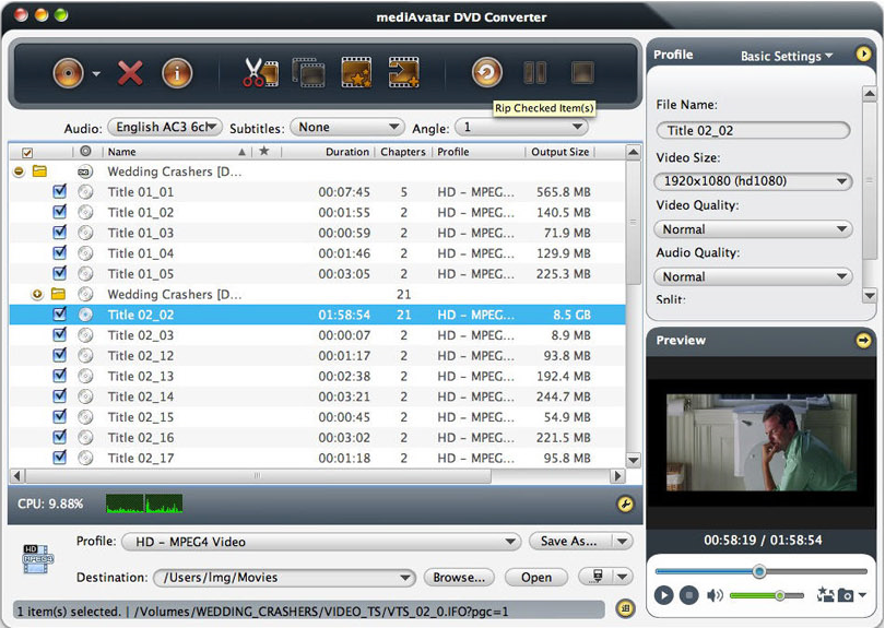 Video Software, mediAvatar DVD Converter for Mac Screenshot