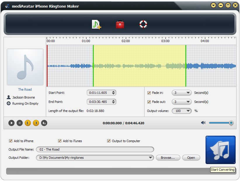 mediAvatar iPhone Ringtone Maker, Audio Software Screenshot