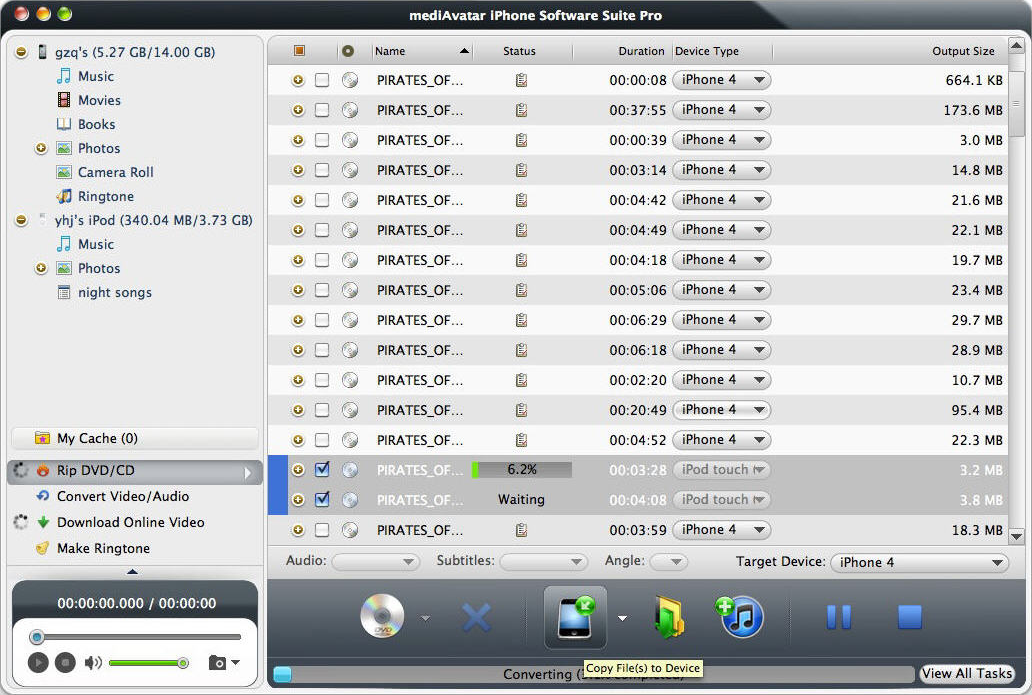 mediAvatar iPhone Software Suite Pro, Video Converter Software Screenshot