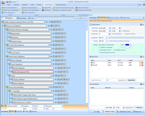 Productivity Software, Mindsystems Amode Screenshot