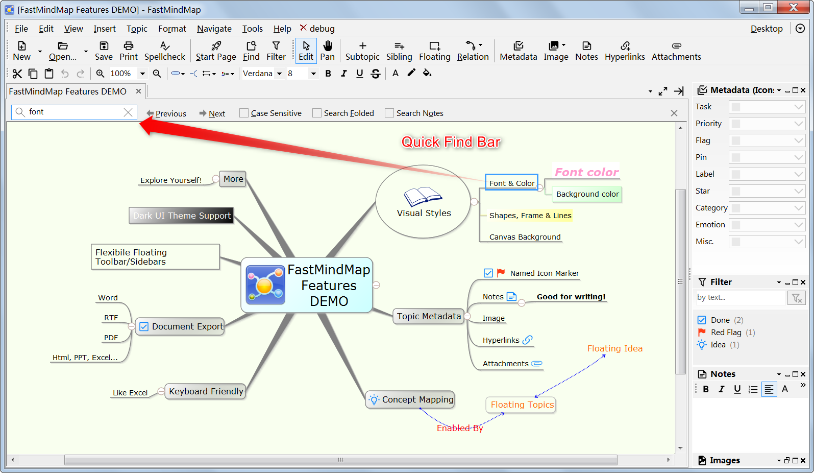 Mind Mapping Software, FastMindMap Screenshot