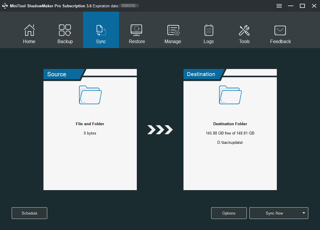 MiniTool ShadowMaker Pro, Backup Files Software Screenshot