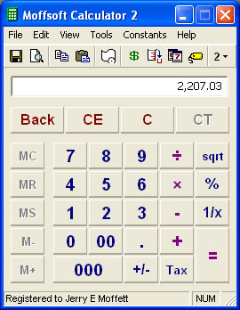 Calculator Software, Moffsoft Calculator Screenshot