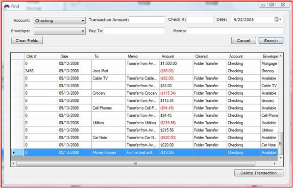 Money Folders, Personal Finance Software Screenshot