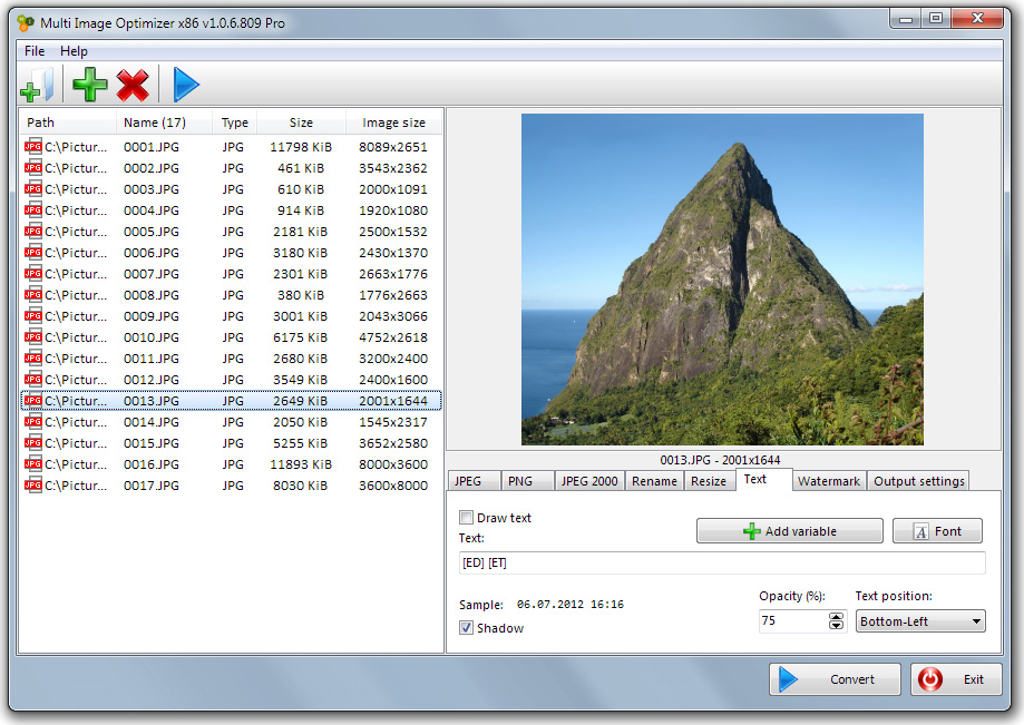 Batch Image Software Screenshot