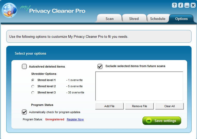 My Privacy Cleaner Pro Screenshot