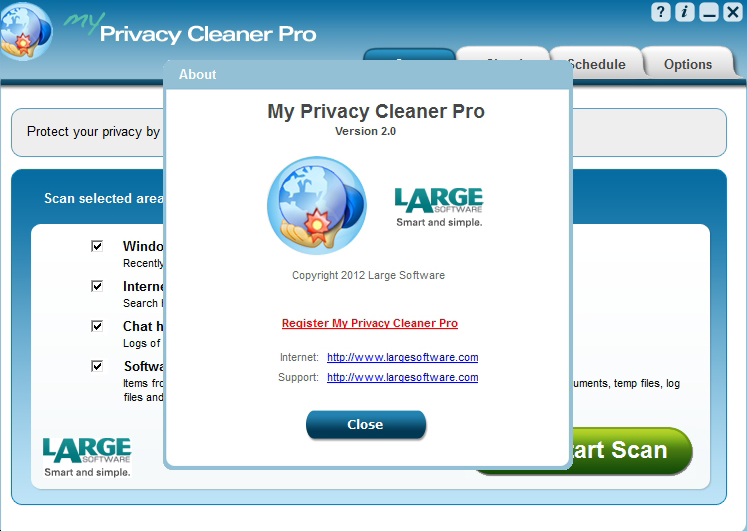 My Privacy Cleaner Pro, Security Software Screenshot