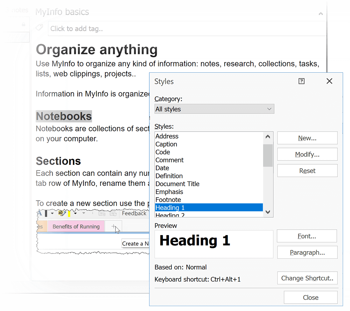 MyInfo, Productivity Software Screenshot