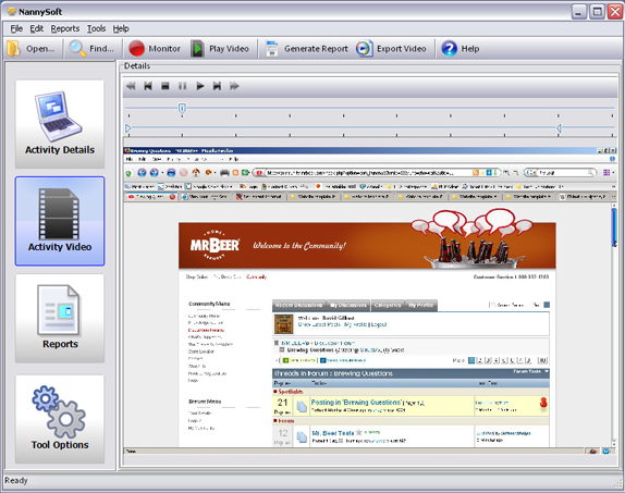 NannySoft, Activity Monitoring Software Screenshot