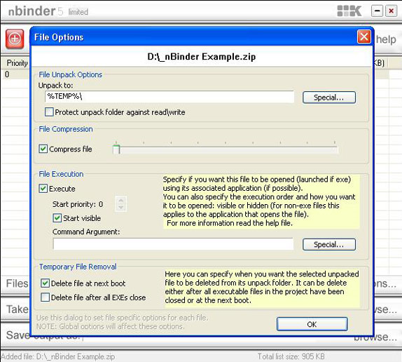 nBinder, Compression and Extraction Software Screenshot