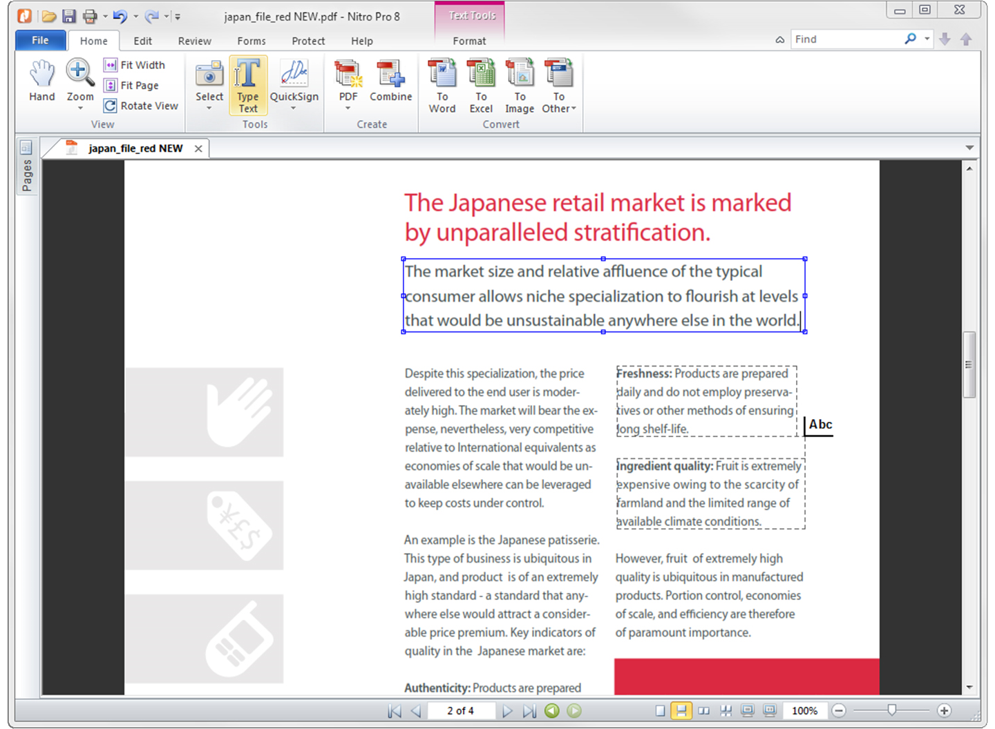 PDF Utilities Software, Nitro Pro 8 Screenshot
