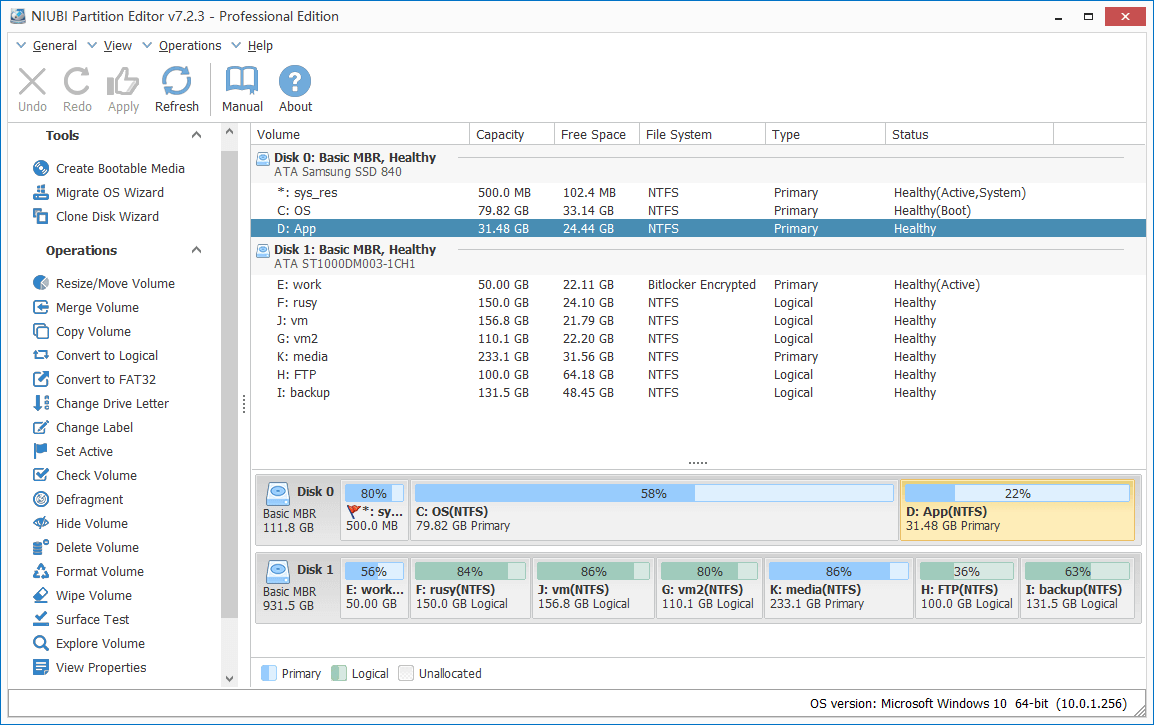 NIUBI Partition Editor Professional Edition Screenshot