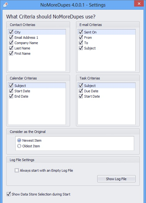 NoMoreDupes for Outlook, Email Tools Software Screenshot