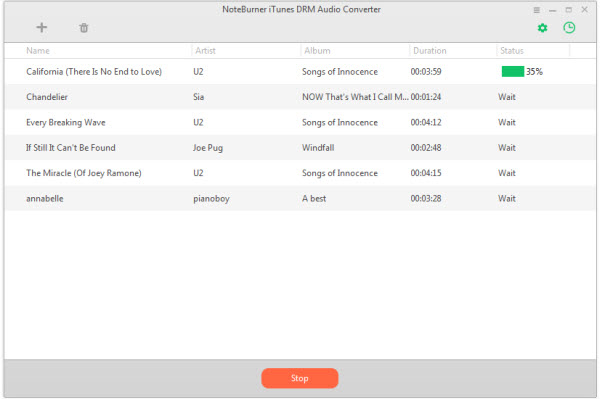 NoteBurner iTunes DRM Audio Converter, Audio Software Screenshot