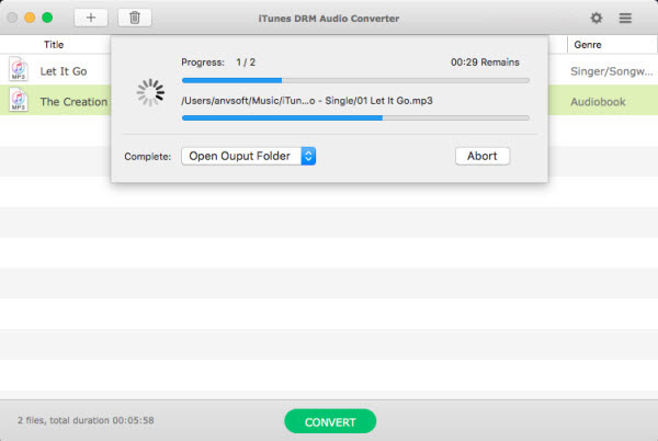 NoteBurner iTunes DRM Audio Converter for Mac, Audio Software Screenshot