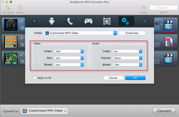 Video Software, NoteBurner M4V Converter Plus for Mac Screenshot