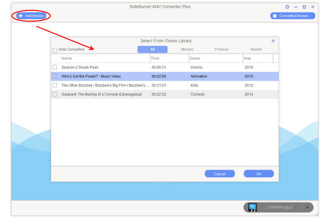 Noteburner M4V Converter Plus, Video Converter Software Screenshot