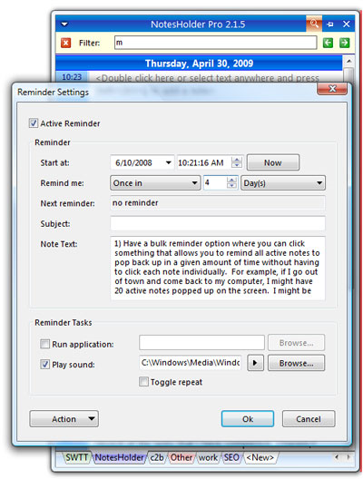 NotesHolder Pro, Notes Software Screenshot