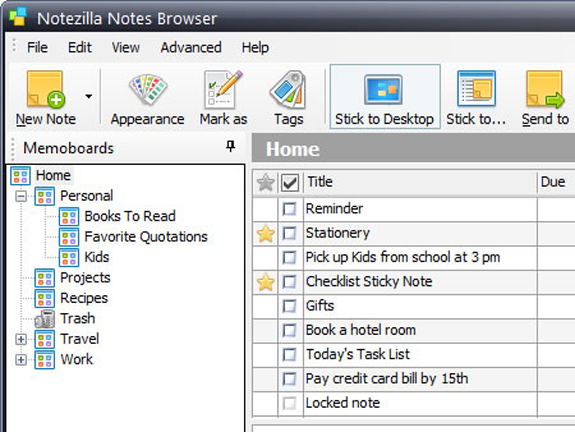 NoteZilla, Productivity Software Screenshot