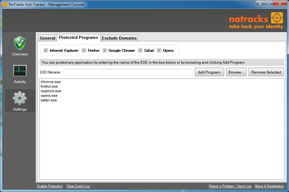 NoTracks, Website Security Software Screenshot