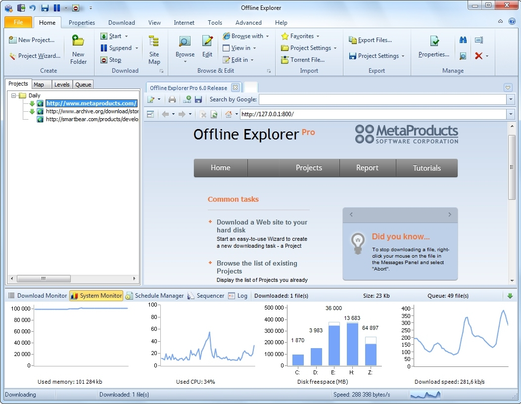 Offline Explorer Pro Screenshot