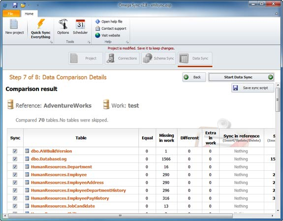 Omega Sync Pro, Development Software, Database Software Screenshot