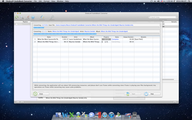 Audio Conversion Software, Ondesoft AudioBook Converter for Mac Screenshot
