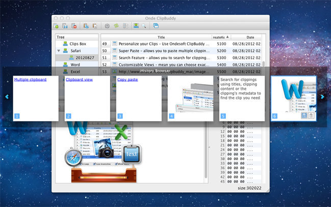 Ondesoft ClipBuddy for Mac, Desktop Customization Software Screenshot