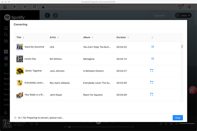 Audio Conversion Software, Ondesoft Spotify Music Converter Screenshot