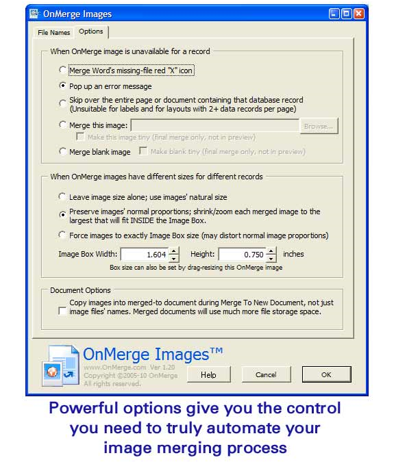 OnMerge Images for Microsoft Word, Business & Finance Software, Microsoft Office Software Screenshot