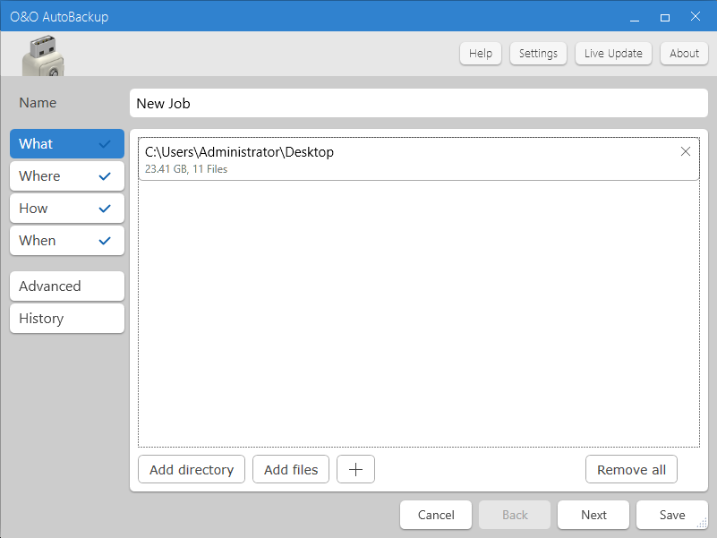 File Sync Software, O&O AutoBackup Screenshot
