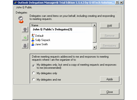 Outlook Delegation Manager Screenshot