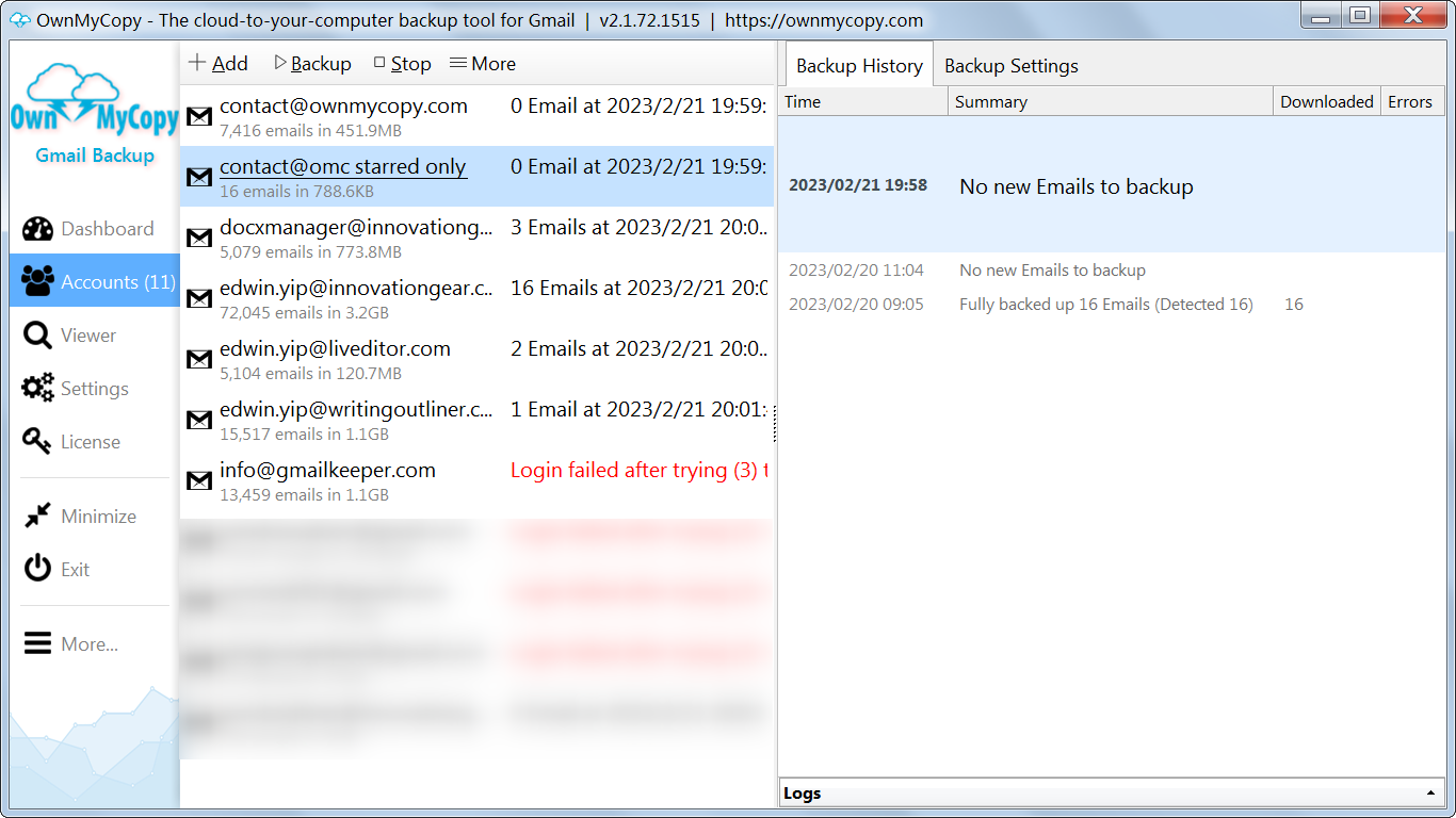 Backup Email Software Screenshot