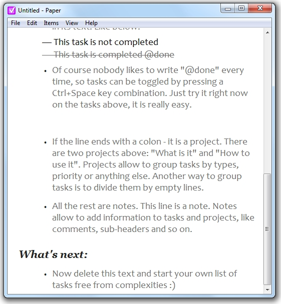 Paper, To-Do List Software Screenshot