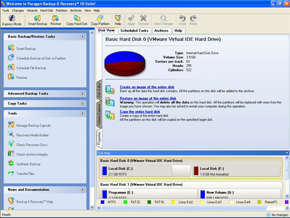 Security Software, Paragon Backup & Recovery 10 Suite Screenshot