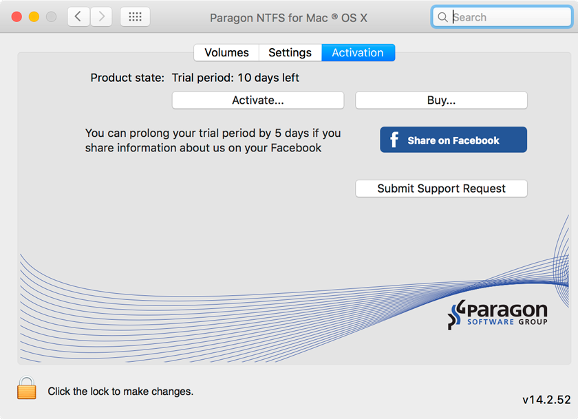Paragon NTFS for Mac, Software Utilities Screenshot