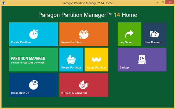 Paragon Partition Manager Home Screenshot
