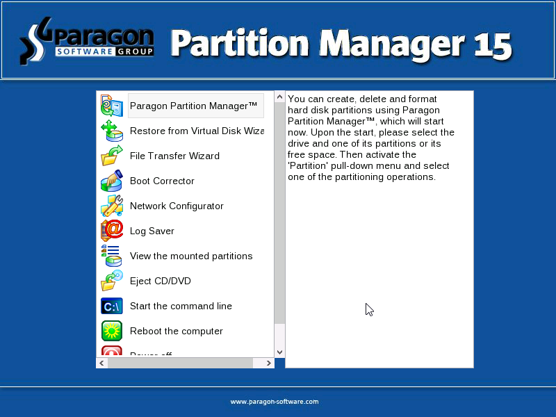 Software Utilities, Paragon Partition Manager Professional Screenshot