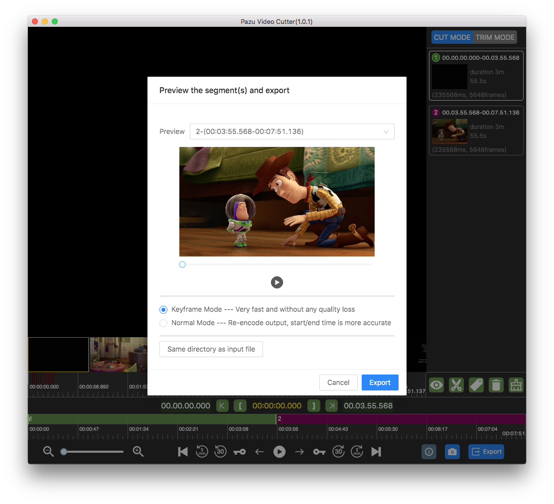 Pazu Video Cutter, Video Editing Software Screenshot