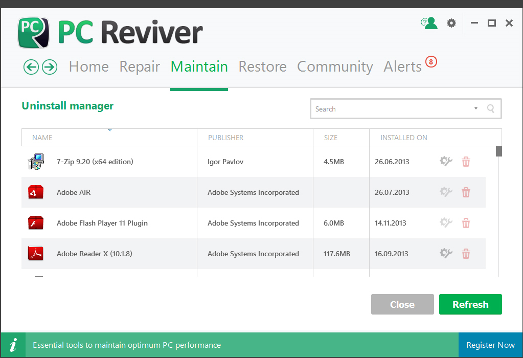 PC Reviver, PC Optimization Software Screenshot