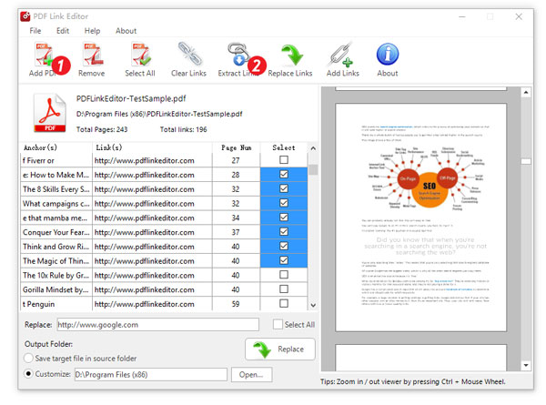 PDF Utilities Software, PDF Link Editor Pro Screenshot