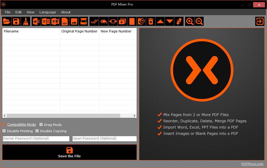 PDF Mixer PRO, PDF Utilities Software Screenshot