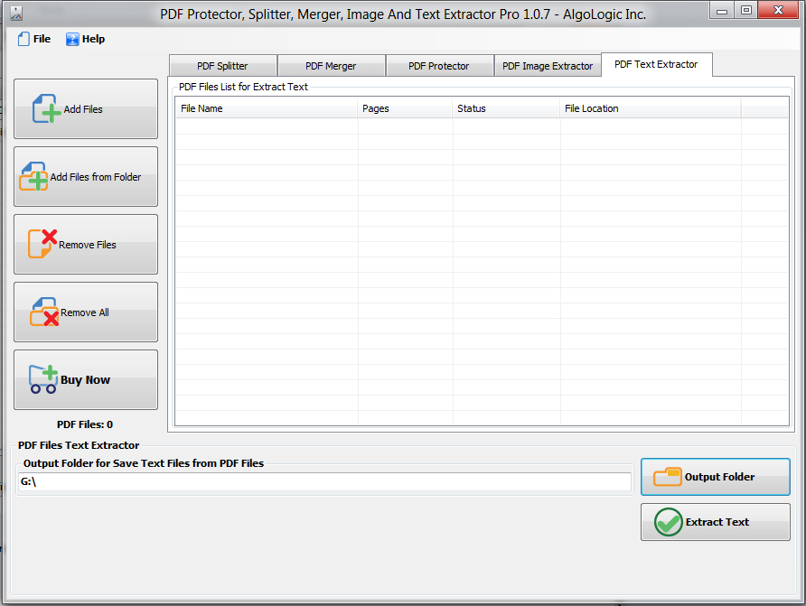 PDF Utilities Software, PDF Protector, Splitter and Merger Screenshot