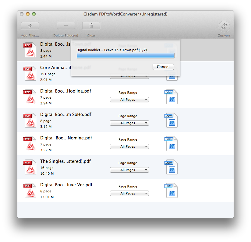 PDFtoWordConverter for Mac, PDF Conversion Software Screenshot